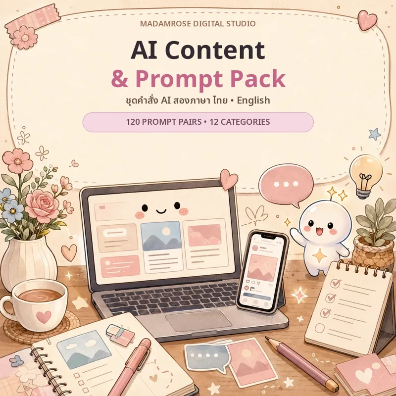 ปก AI Content และ Prompt Pack ชุดคำสั่งสองภาษา