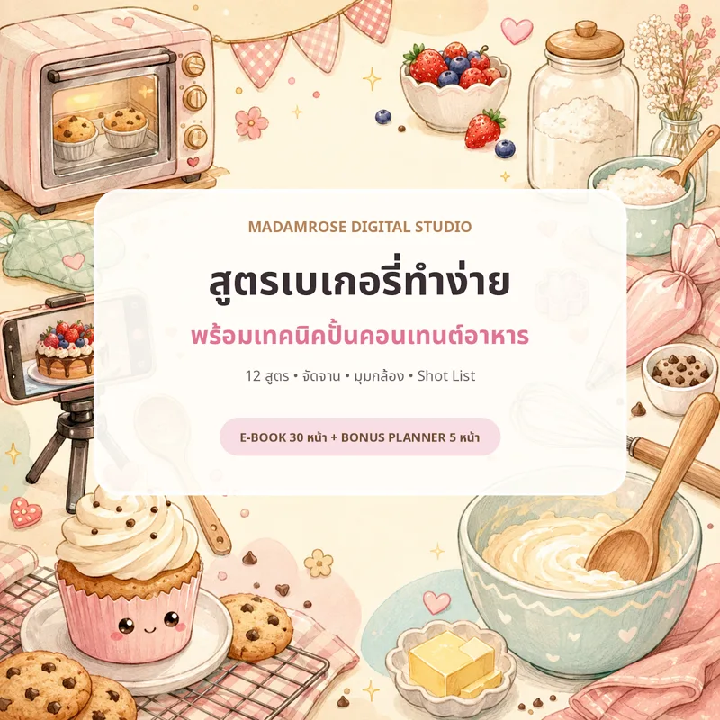 ปก E-book สูตรเบเกอรี่ทำง่าย พร้อมเทคนิคปั้นคอนเทนต์อาหาร
