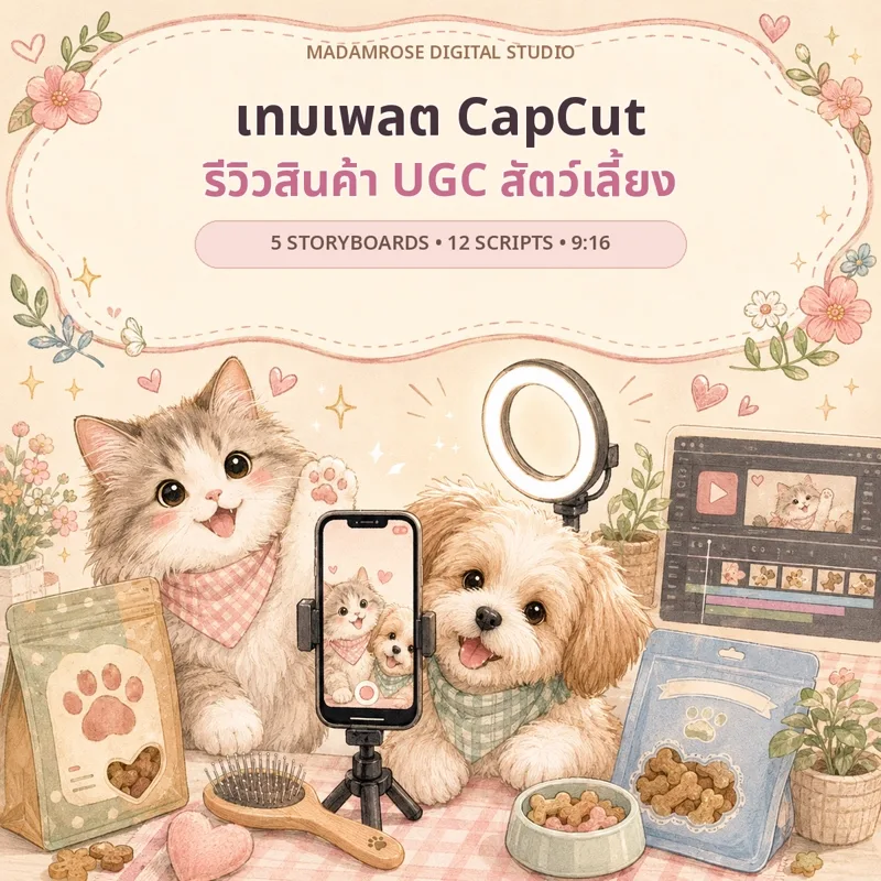 ปกเทมเพลต CapCut รีวิวสินค้า UGC สัตว์เลี้ยง