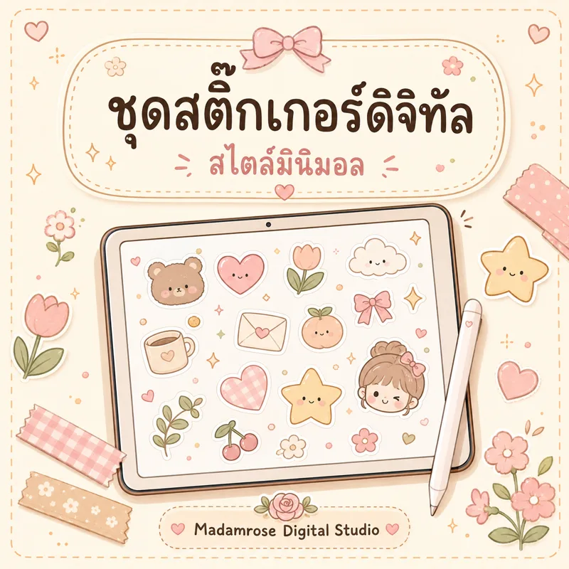 ปกชุดสติกเกอร์ดิจิทัลสไตล์มินิมอล